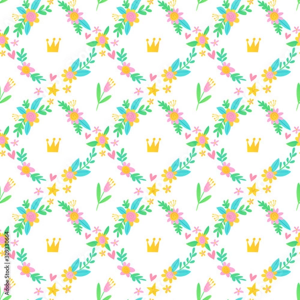 Obraz Vector summer seamless pattern with flowers and magic elements.
