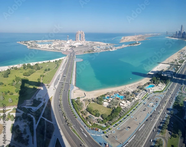 Obraz Aerial view on Abu Dhabi corniche, island view