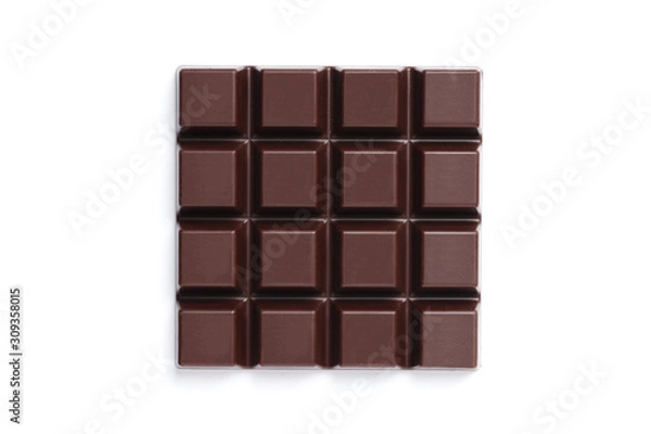 Obraz Black chocolate bar isolated on a white background.