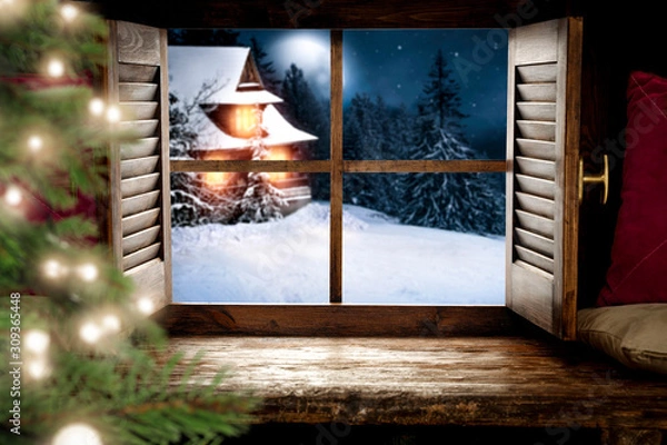 Fototapeta Window sill background and free space for your decoration. 