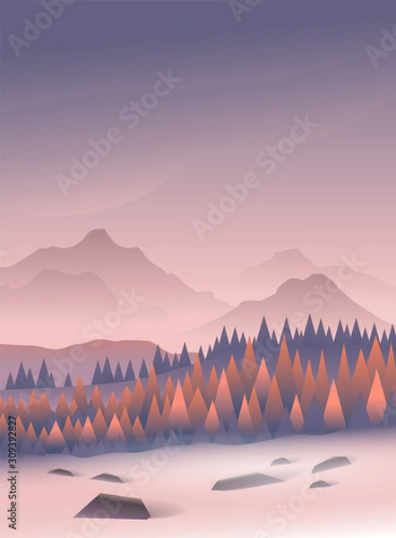 Obraz Picture for calendars and postcards. Autumn season. Vector landscape illustration.