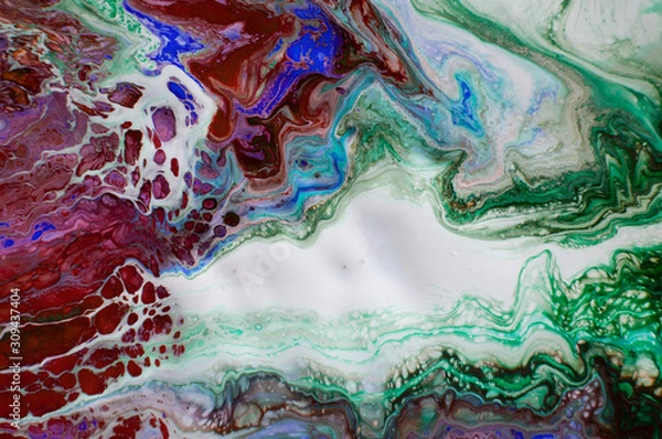 Fototapeta acrylic, paint, abstract. Closeup of the painting. Colorful abstract painting background. Highly-textured oil paint. High quality details. Marbling. Marble texture. Paint splash. Colorful fluid