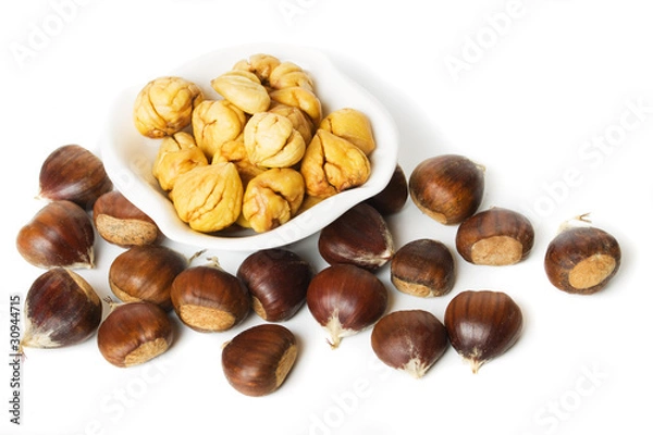 Fototapeta Chestnut fruit isolated on white