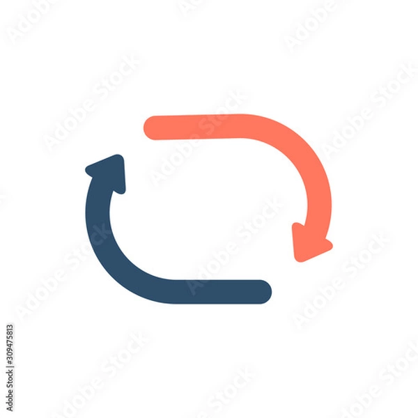 Obraz Vector refresh icon. Red and blue arrows. Stock vector illustration isolated on white background.
