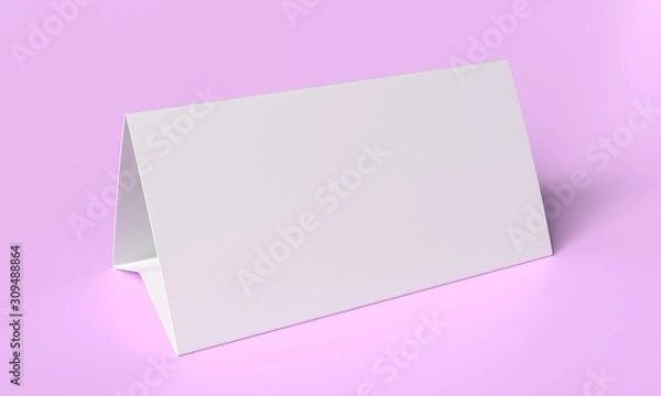 Obraz Promotional blank table tent card mockup. 3d illustration isolated
