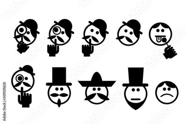 Obraz Black and White Emoticons Ethnic Faces