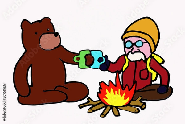 Obraz a bear & a traveller