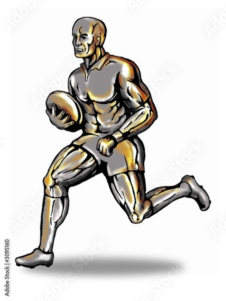Fototapeta rugby player running metal man