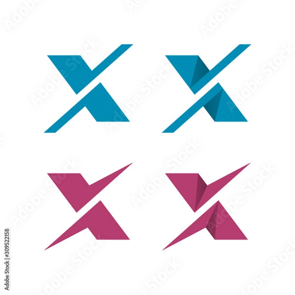 Obraz Abstract letter X logos with check marks