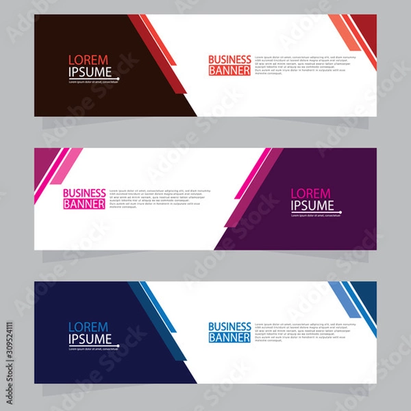 Fototapeta Vector abstract design web banner template.Abstract geometric web banner template on grey background.Modern banner.