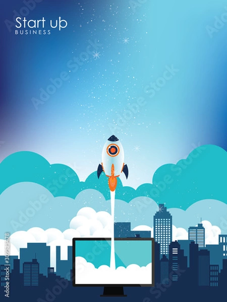 Obraz Super rocket launch banner design