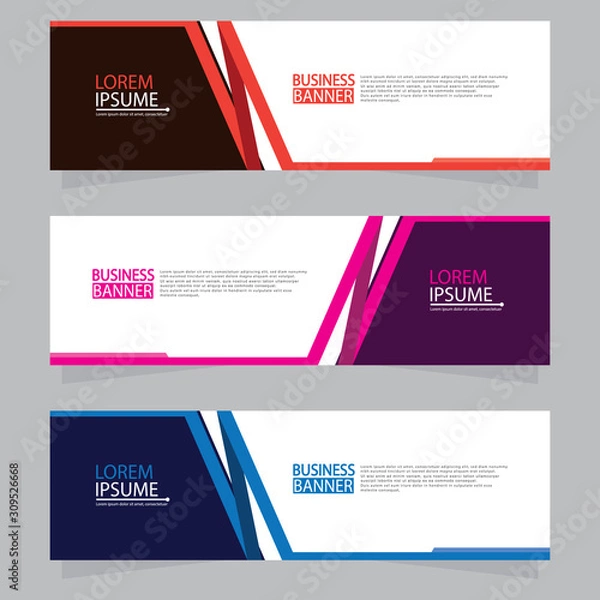 Obraz Vector abstract design web banner template.Abstract geometric web banner template on grey background.Modern banner.