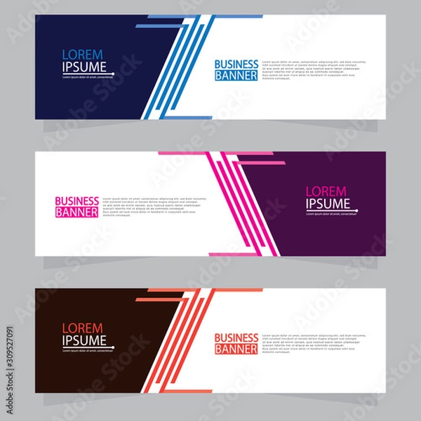 Fototapeta Vector abstract design web banner template.Abstract geometric web banner template on grey background.Modern banner.