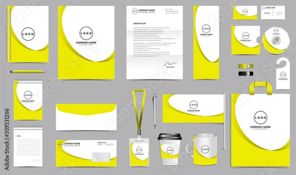 Fototapeta Corporate identity set branding template design kit. editable brand identity with abstract background color for Business Company and Finance Vector eps 10