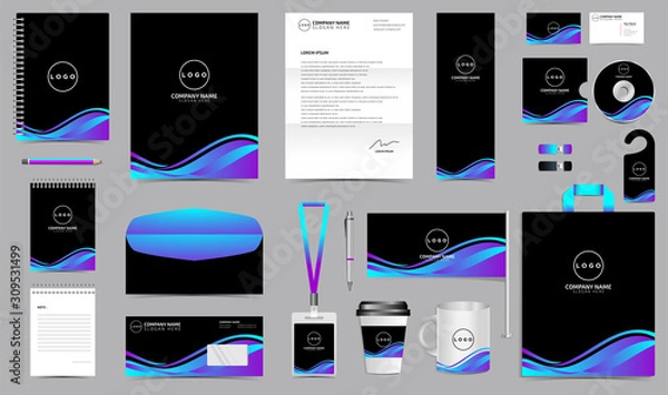 Fototapeta Corporate identity set branding template design kit. editable brand identity with abstract background color for Business Company and Finance Vector eps 10