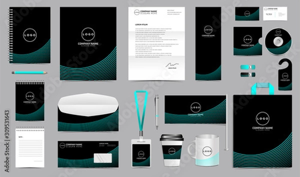 Fototapeta Corporate identity set branding template design kit. editable brand identity with abstract background color for Business Company and Finance Vector eps 10