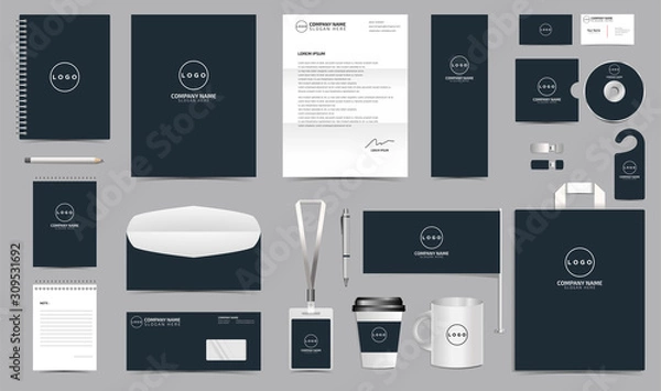 Fototapeta Blank Corporate identity set branding template design kit. editable brand identity with abstract background color for Business Company and Finance Vector eps 10