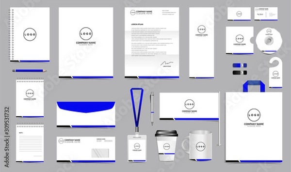 Fototapeta Corporate identity set branding template design kit. editable brand identity with abstract background color for Business Company and Finance Vector eps 10