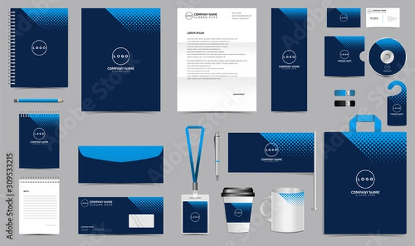 Fototapeta Corporate identity set branding template design kit. editable brand identity with abstract background color for Business Company and Finance Vector eps 10