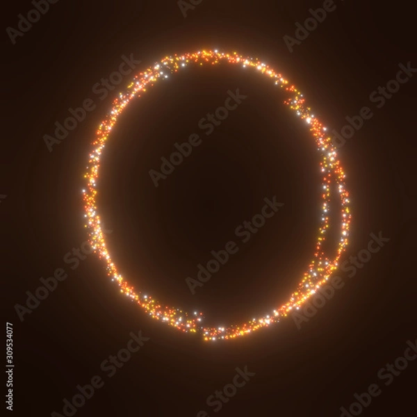 Fototapeta 3d rendering illustration .Circle bright light Futuristic sci-fi glitter star dust with particle shiny glowing on black background. 3d image .High resolution .Banner for advertisement
