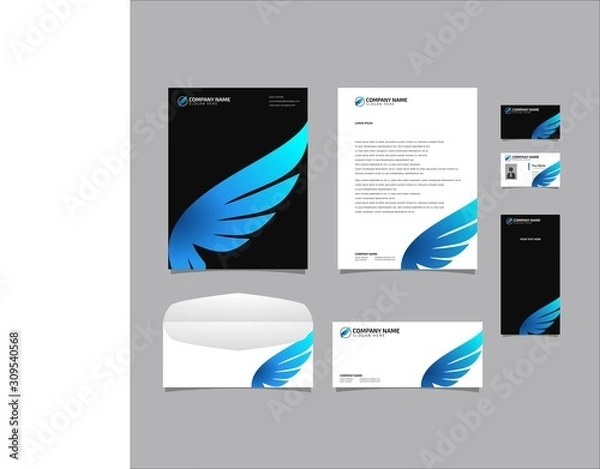 Fototapeta Corporate identity set branding template design kit. editable brand identity with abstract background color for Business Company and Finance Vector eps 10