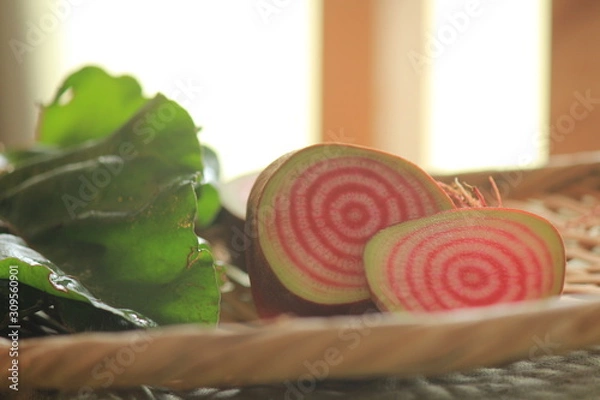 Obraz かわいい野菜ビーツ（レッドアンドホワイト）