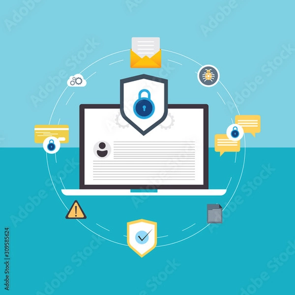 Fototapeta Computer security, data protection concept