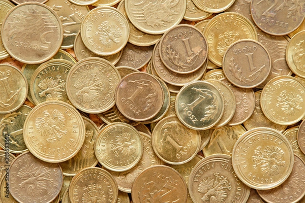 Obraz monety 1 grosz, 2 grosze 5 groszy