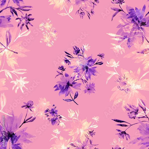 Fototapeta Watercolor seamless pattern. Illustration. Flowers