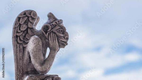 Fototapeta Gargoyle statue, chimeras on the Notre Dame de Paris