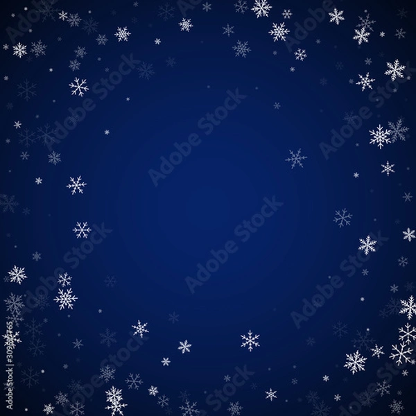 Fototapeta Sparse snowfall Christmas background. Subtle flyin