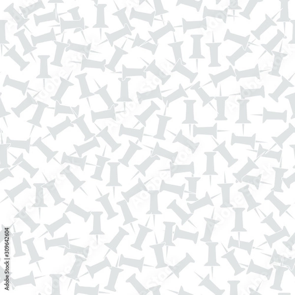 Fototapeta Vector Gray Tacks Scattered on White Background Seamless Repeat Pattern. Background for textiles, cards, manufacturing, wallpapers, print, gift wrap and scrapbooking.