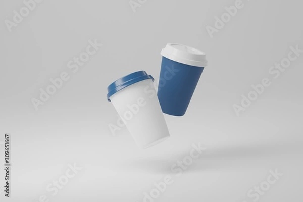 Fototapeta Paper coffee cup mock-up. Render realistic 3d illustration. Package mockup design for branding.