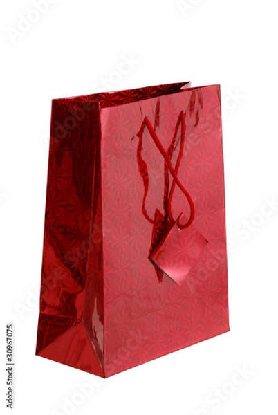 Fototapeta Red shiny gift bag