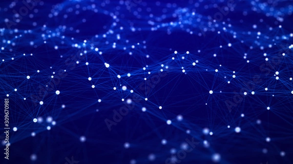 Obraz Network connection structure. Background for business event. Science background. Big data digital background. 3d rendering.