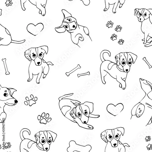 Obraz Jack Russell terrier dog seamless pattern vector wallpaper background