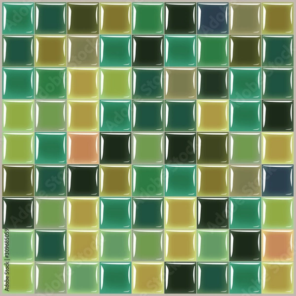 Fototapeta Seamless vector tile. Glossy colour clean square ceramic. Mosaic glass.