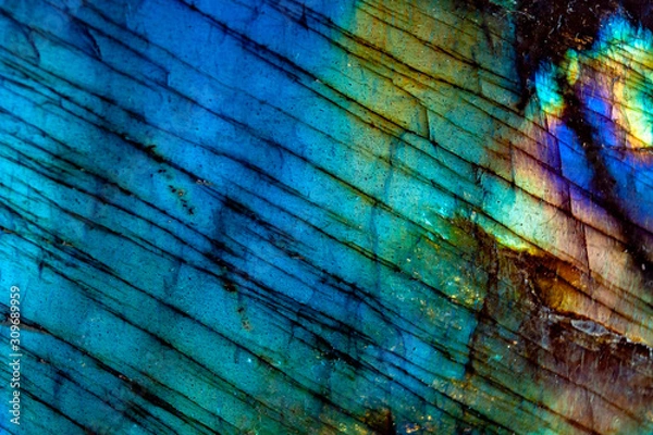 Obraz macro mineral gemstone labradorite texture 