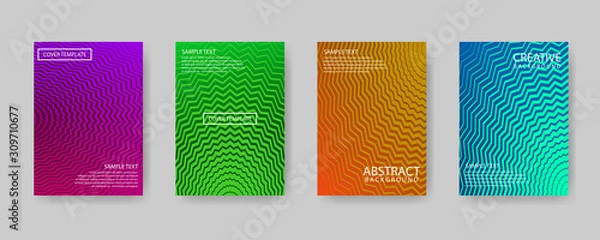 Obraz Minimal covers design. Modern background with zigzag lines texture for use element placards, banners, flyers, posters etc. Colorful shapes gradients. Future geometric patterns.