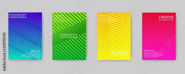 Obraz Minimal covers design. Modern background with zigzag lines and waves texture for use element placards, banners, flyers, posters etc. Colorful shapes gradients. Future geometric patterns.