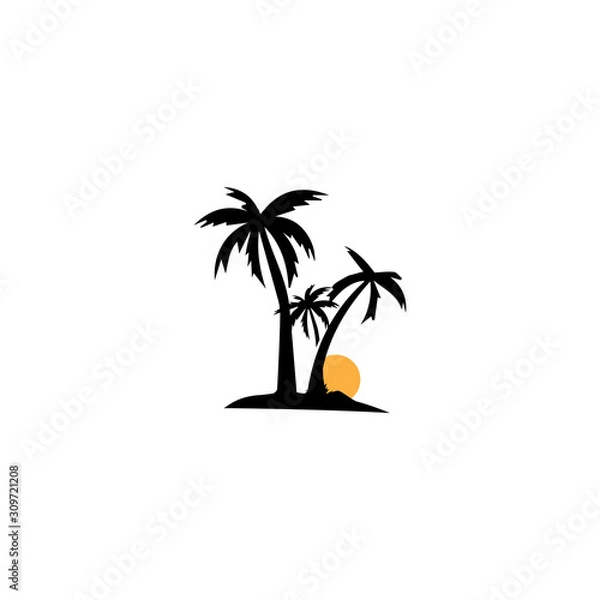 Fototapeta Palm tree summer logo template vector illustration