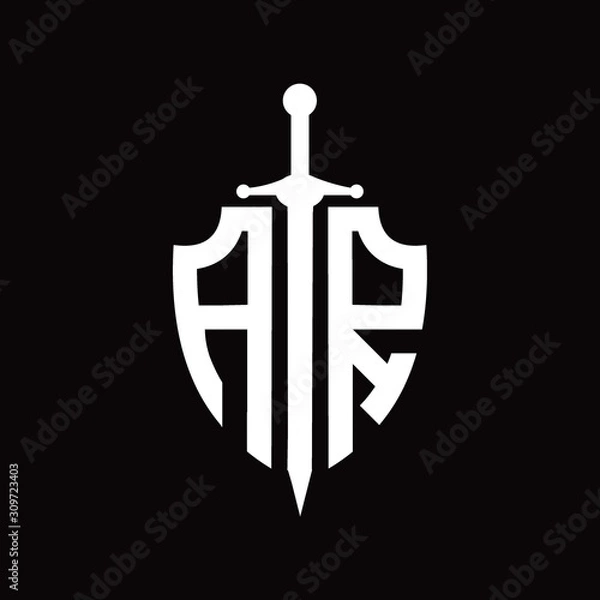 Fototapeta AR logo with shield shape and sword