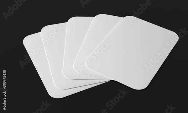 Obraz Five blank playing cards mockup. 3d illustration