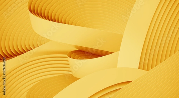 Fototapeta Minimalne abstrakcyjne tło dla prezentacji produktu. Żółty okrągły kształt geometrii. Ilustracja renderowania 3D.