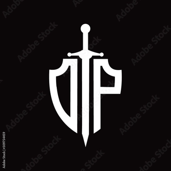 Fototapeta DP logo with shield shape and sword