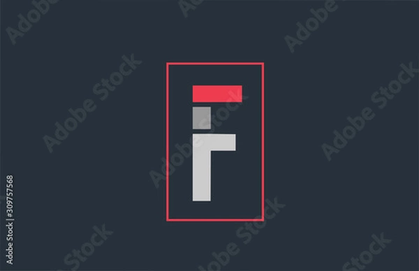 Fototapeta red grey logo F alphabet letter design icon for company