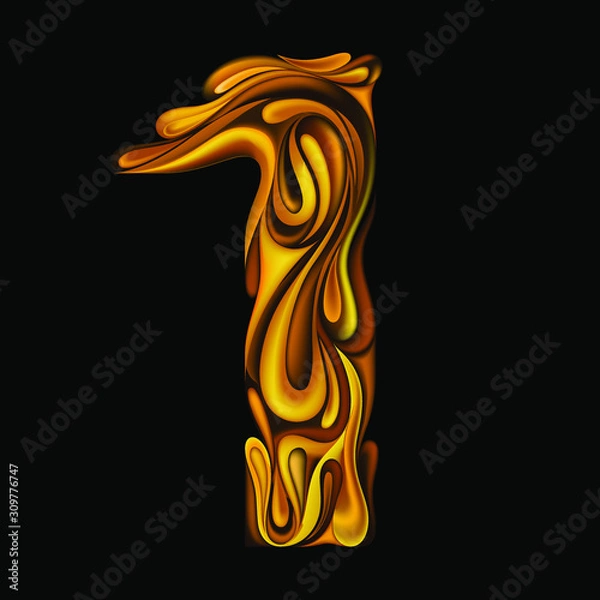 Fototapeta Vector digit from patterns in the style of liquid gold