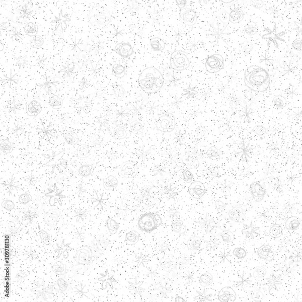 Obraz Hand Drawn grey Snowflakes Christmas Seamless Patt