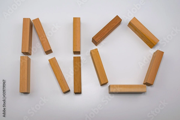 Obraz NO text from wooden blocks