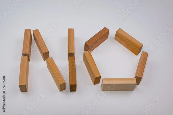 Obraz NO text from wooden blocks